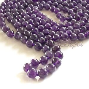 NEW Amethyst Bead Necklace, 60 inches Natural Gemstone, Long Beaded  Necklace